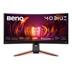 BenQ MOBIUZ EX3410R 34 Inch VA WQHD 1000R Ultrawide Curved Gaming Monitor, 144Hz 1ms, HDR400, 90% P3, Freesync Premium Pro, 2.1ch Speaker and Subwoofer, Remote Control, and Height Adjustable , Gray