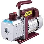 VEVOR 4.5CFM 1-3HP Vacuum Pump 110V 2 Meter Valve 1 Stage 5PA Ultimate Air Conditioning Refrigerant Vacuum Pump for HVAC Auto AC Refrigerant Rechar