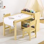 Kids Art Table and Chairs Set Craft Table With Large Storage Desk and Portable Art Supply Organizer for Children Writing Drawing,Nursery, Children's Wooden Furniture for Classroom Daycares,Home