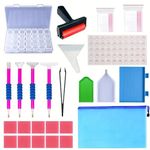 Store2508 5D DIY Diamond Painting Tools with Diamond Roller, Diamond Embroidery Box, Multiple Sizes Painting Pens, Glue Clay, Diamond Trays, Diamond Alignment Correction Tool, Ziplock Bags, Tweezer