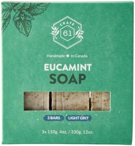 Crate 61, Handmade Vegan Natural Bar Soap Cold Pressed For Face And Body, With Premium Essential Oils, Eucalyptus & Peppermint For Men And Women 3 Pack (Eucamint)