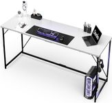 Devoko Desk, Home Office desk, Study Writing Computer Desks, Laptop Table for Home Workstations, Industrial Design Black Desk Metal Frame（160 x 50 x 75 White）