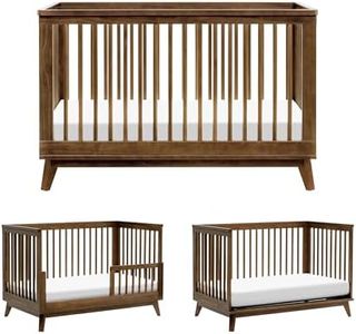 Babyletto Scoot 3-in-1 Convertible Crib with Toddler Bed Conversion Kit in Natural Walnut, Greenguard Gold Certified