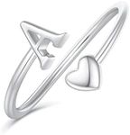 Heart Initial Rings for Teen Girls 