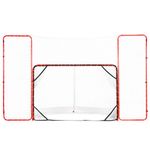 VEVOR Hockey Goal with Backstop and Targets, Street Steel Hockey Net, 72" Pro Hockey Training Goal Set, Portable Indoor Outdoor Hockey Goal with Net, Easy Assemble, White/Red