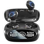 Wireless Earbuds,Bluetooth 5.3 Powerful Bass True Wireless Headphones,IPX7 Waterproof USB-C Button Control HiFi Sound In Ear CVC8.0 Tech Noise Reduction Earphones,One-Step Pairing,LED Display Headset