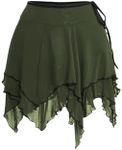 Verdusa Women's Renaissance Skirt High Waist Asymmetrical Hem Flowy Tierd Layer Fairy Gothic Skirts Army Green Large