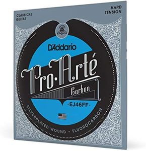 D'Addario Guitar Strings - Pro-Arte Classical Guitar Strings - EJ46FF Carbon Strings - Silver Plated Wrap, Composite Dynacore, Carbon Trebles - Hard Tension