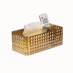 shilanmei Tissue Box Cover,Multifunctional Tissue Box Acrylic Desk Organizer Reusable Clear Facial Tissue Box Holder for Home Office Decorative (Gold)