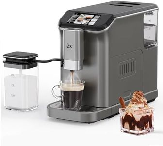 Zstar Fully Automatic Espresso Machine, 20-Bar Espresso Machine with Grinder & Automatic Milk Frother, 7 Coffee Varieties Programmable Coffee Maker, Touch Display, 1.5-L Water Tank