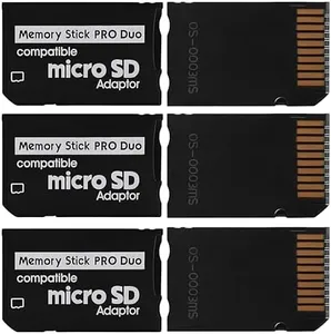 Skywin Memory Stick Pro Duo Adapter - 3 Pack Card Reader for PSP Memory Card Duo Adapter, Easy-to-Use Card Holder Compatible with PlayStation Card, Camera, or Handycam (Black)