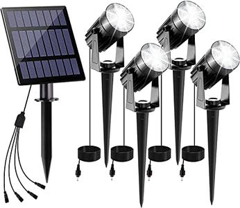 T-Sun White Solar Spotlights Outdoor, Solar Lights with 4 Pack Headlights, IP65 Waterproof Color Changing Spot Lights Outdoor Security Wall Lights for Garden, Yard, Driveway, Pool Area(6000K))