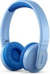 PHILIPS Kids Wireless On-Ear Headphones, Volume Limited Wireless Bluetooth Kids Headphones, Children Wireless Headphones, 28 Hours Play Time, Colourful Design & Lightweight, Blue with Lights