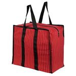 Double R Bags Multipurpose Extra Large Big Heavy Duty Storage Organizer Reusable Canvas Shopper Bag with Strong Handles and Base with Covers Zip (Pack of 1, Red)