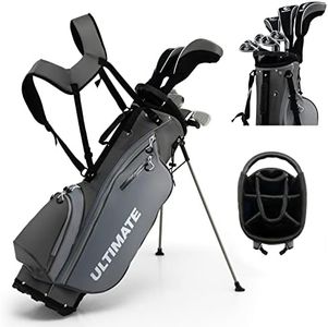 Tangkula 10 Pieces Men's Complete Golf Club Set Right Handed, Includes 460cc Alloy #1 Driver & #3 Fairway Wood & #4 Hybrid & #6/#7/#8/#9/#P Irons, Putter & 3 Head Covers