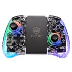 NYXI Hyperion Transparent Style Wireless Joy-pad with 8 Color LED for Switch/Switch OLED, Hyperion switch controller with RGB Lights, Programmable, 6-Axis Gyro, Turbo & Vibration