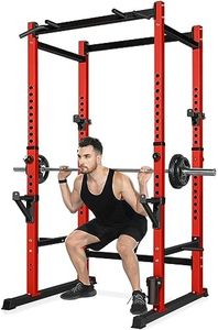 Bongkim Power Rack, Rack Cage for Weight Training, Adjustable Squat Stand Rack for Home Gym Equipment, Lifting Cage with 660lb Capacity (Red)