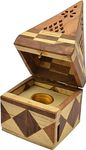 GIFT BRIT Sheesham Wood Pyramid Incense Cone Burner Box