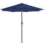 SONGMICS 9 ft Outdoor Umbrella, 8 Ribs, UPF 50+, Tilt and Crank, Base Not Included, for Deck, Patio, Garden, Pool, Navy Blue