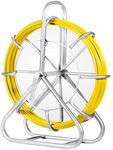 Happybuy Fish Tape Fiberglass 6MM 425FT, Duct Rodder Fish Tape Puller Fiberglass Wire Cable Running with Cage and Wheel Stand,Durable Steel Reel Stand,Fish Tape Min Bending Radius 12 inch/300 mm