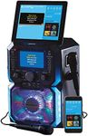 Daewoo AVS1302 Bluetooth Portable Karaoke Machine with 2 Wired Microphones, 5 inch Digital LCD Display Screen, 3.5mm AUX Input, CD, MP3, USB Connection, LED Lights & 2 Mic In Jacks, Black