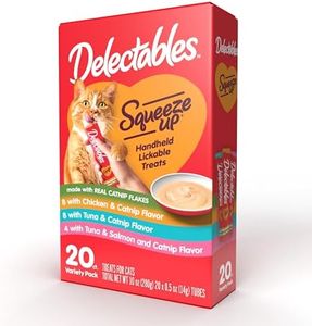 Hartz Delectables Squeeze Up Interactive Lickable Wet Cat Treats for Adult & Senior Cats, Variety with Catnip, 20 Count