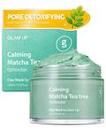 GLAM UP Calming Matcha Tea tree Clay Mask for Trouble Care - Vegan Face Mask,100% hypoallergenic, Deep Cleansing Pores, Moisturizing, Purifying and Calming Clay Mask, Soothing Green Tea wash off facial clay mask, Clean Beauty, Face Mask Skincare - (125ml/4.23 Oz) Clay Mask for facial treatment gifts
