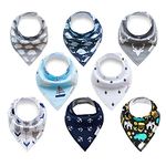 ALVABABY Baby Drool Bandana Bibs 8 Pieces of Bibs For Drooling Teething Feeding Reusable Adjustable Snap Super Absorbent 100% Cotton Unisex Boys Girls Newborn