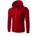 Hoodies for Men UK Full Zip Solid Colour Hoodies Drawstring Hooded Cardigan Long Sleeves Loose Casual Sports Sweatshrits Full Zip Loose Jacket Slant Pockets Coats Windproof Warm Tops Outdoor Red