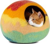 MEOWFIA Cat Cave – Premium Felt Cat Bed for Indoor Cats, Handmade 100% Merino Wool (Vivid Shades) (Medium, Tucson Sunset)