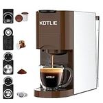 KOTLIE Single Serve Coffee Maker,4in1 Espresso Machines for Nespresso & K-cups/L'OR/Ground Coffee/illy Coffee ESE,19Bar Espresso Maker,1450W Fast Heat Coffee Machine