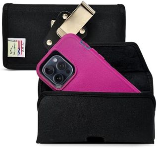 Turtleback Holster Case Designed for iPhone 14 Pro Max, 14 Plus, 12/13 Pro Max Fits w/ OB Defender or Bulky Cases, Black Nylon Holster Pouch with Heavy Duty Rotating Belt Clip, Horizontal