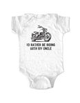 cuteandfunnykids I'd Rather Be Riding with My Uncle - Motorcycle Design Baby one Piece Bodysuit (6 Months Bodysuit, White)