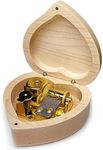 falado Heart Shaped Beech Wood Music Box Wind Up and Golden Movement Music Box for Christmas/Birthday/Valentine's Day (Song:You are My Sunshine)