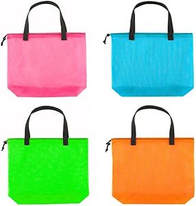hsmyank Reusable 4Pack Mesh Pool Bag,Mesh Beach Bags With Drawsting For Swim,PoolsideOr Travel(color1) …