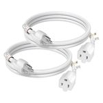 FIRMERST 15 Amp 3 Feet 14 Gauge 3 Prong Extension Cord 1875W White, 2 Pack