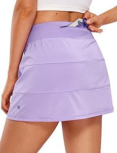 CRZ YOGA Womens High waisted Tennis Skirts with 3 Pockets Golf Skirts A Line Lightweight Cute Athletic Casual Skorts Lilac Small