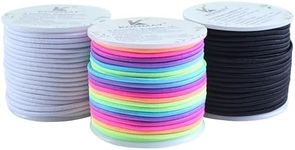KONMAY 3 Rolls 1.5mm Rubber Elastic Cord, 99 Yards Mixed Stretchy Bracelet Strings for Necklace, Beading, Jewelry Making and Crafting