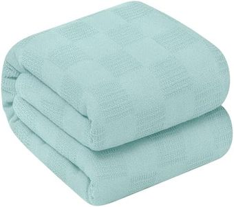 Oakias Summer Cotton Blanket Queen Mint – Lightweight Thermal Blanket – 350 GSM – 90 x 90 Inches – Ideal for All Seasons – Perfect for Covering Any Bed
