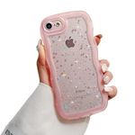 ZTUOK Compatible with iPhone 7/8/SE 2020/SE 2022 Case for Girls,Cute Clear Sparkly Bling Star Design Curly Wave Case Shockproof Protective Slim Soft TPU Glitter Cover for iPhone 7/8/SE 2/SE 3-Pink