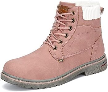 Mishansha Women's Snow Boots Men's Hiking Boots Stylish Warm Ankle Bootie Pink 10.5 Women/8.5 Men