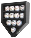 12 Baseball Display Case Wall Cabinet Shadow Box, UV Protection Door, B12(UV) (Black Finish)