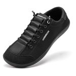 HOBIBEAR Barefoot Minimalist Shoes Womens Mens | Zero Drop | Width Wide Canvas Slip-on Shoes(All Black, Women 11/Men 10)