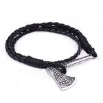 LIKGREAT Viking Slavic Perun's Axe Valknut Wrap Anchor Leather Rope Braided Bracelets (style 3), adjustable, Metal