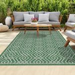 homeart Outdoor Rugs | Easy-Cleaning Indoor & Outdoor Area Rugs for Porch, Deck, Balcony, Garden, Picnic, Kitchen, Hallway | UV & Weather-Resistant Large Patio Rug Mats Green Cream, 120 x 170 cm