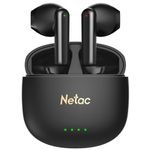 Netac Wireless Earbuds, Wireless Headphones Bluetooth Headphones 3D HiFi Stereo Headphones Noise Cancellation in-Ear Built-in Mic with Charging Case,Waterproof for Work, Travel (Black)