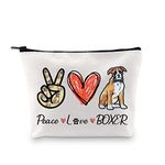 CMNIM Boxer Dog Gifts for Women Boxer Makeup Bag Peace Love Boxer Owner Gifts for Dog Mom Dog Lover Zipper Pouch Bag(Boxer Cosmetic Bag)