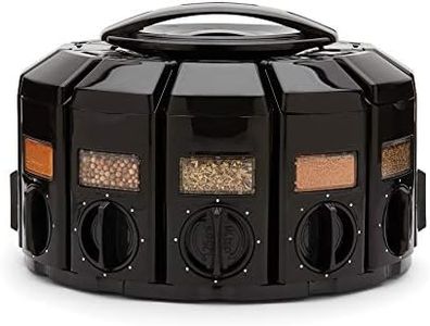 Kitchen Art Spice Rack Select-A-Spice Auto-Measure Carousel 12 Compartments Black 8.75 x 8.75 x 6 inches