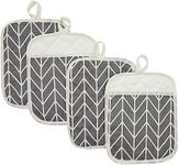 4 Pack Gray Hot Pads, Oven Pot Holders for Farmhouse Kitchen Decor and Accessories, Heat Resistant, 7 x 8.5 in.