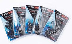 FISHZONE UK - 50 or 100 OCEAN FORGE Sea Fishing Hooks (5 packs of 10 or 20) - XX Strong Forged High Carbon Steel Aberdeen- Available Sizes 6/0 5/0 4/0 3/0 2/0 1/0 and 1 - (Size 6/0-50 hooks)
